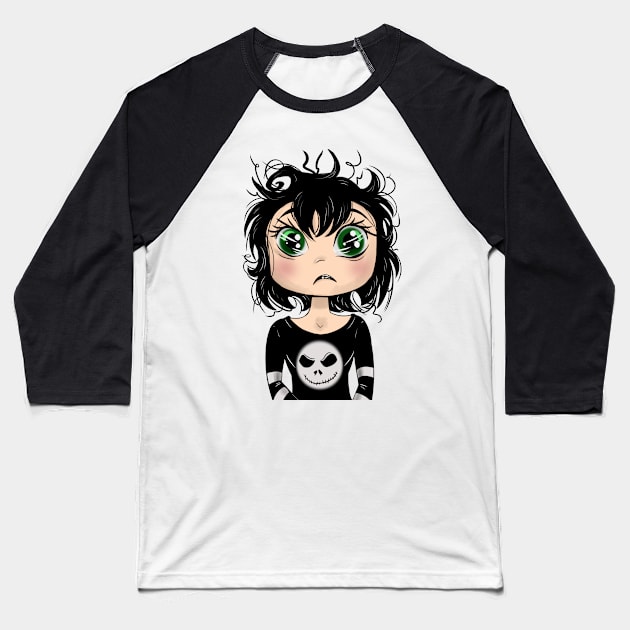 Vampire Girl Baseball T-Shirt by OCDVampire